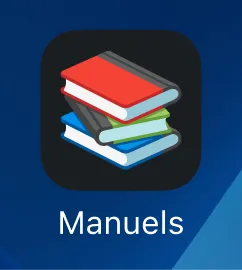 Image d'un écran d'accueil iOS montrant l'icône Manuels